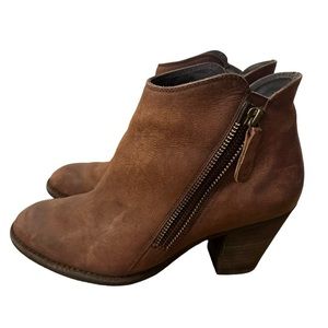 Paul Green Aubrey Boot US 7 Brown Leather Double Zip Western Ankle Bootie